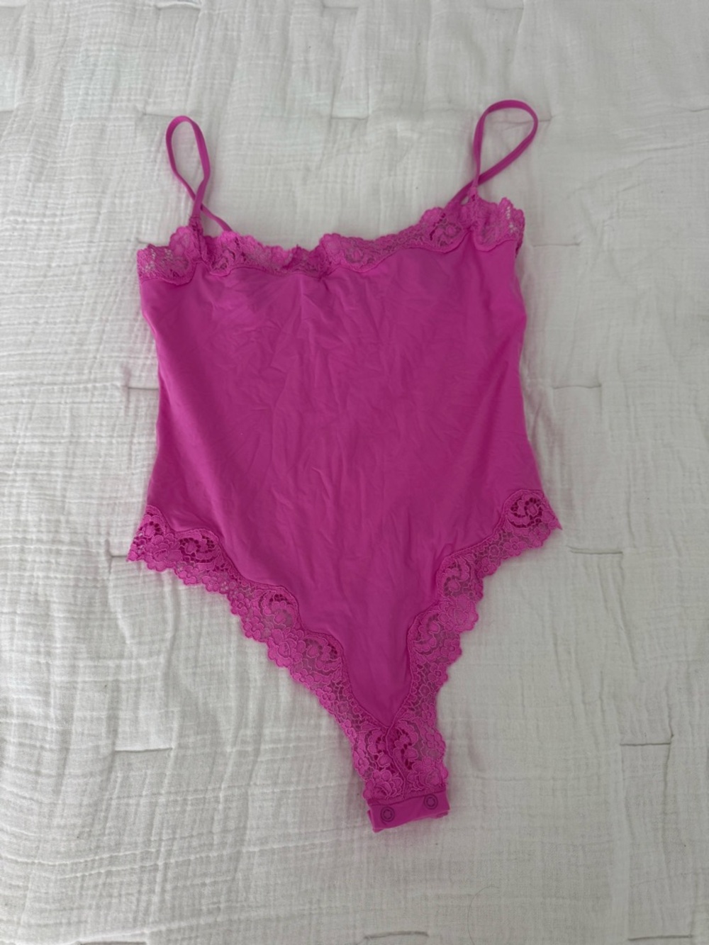 SKIMS Hot Pink Lace-Trim Bodysuit